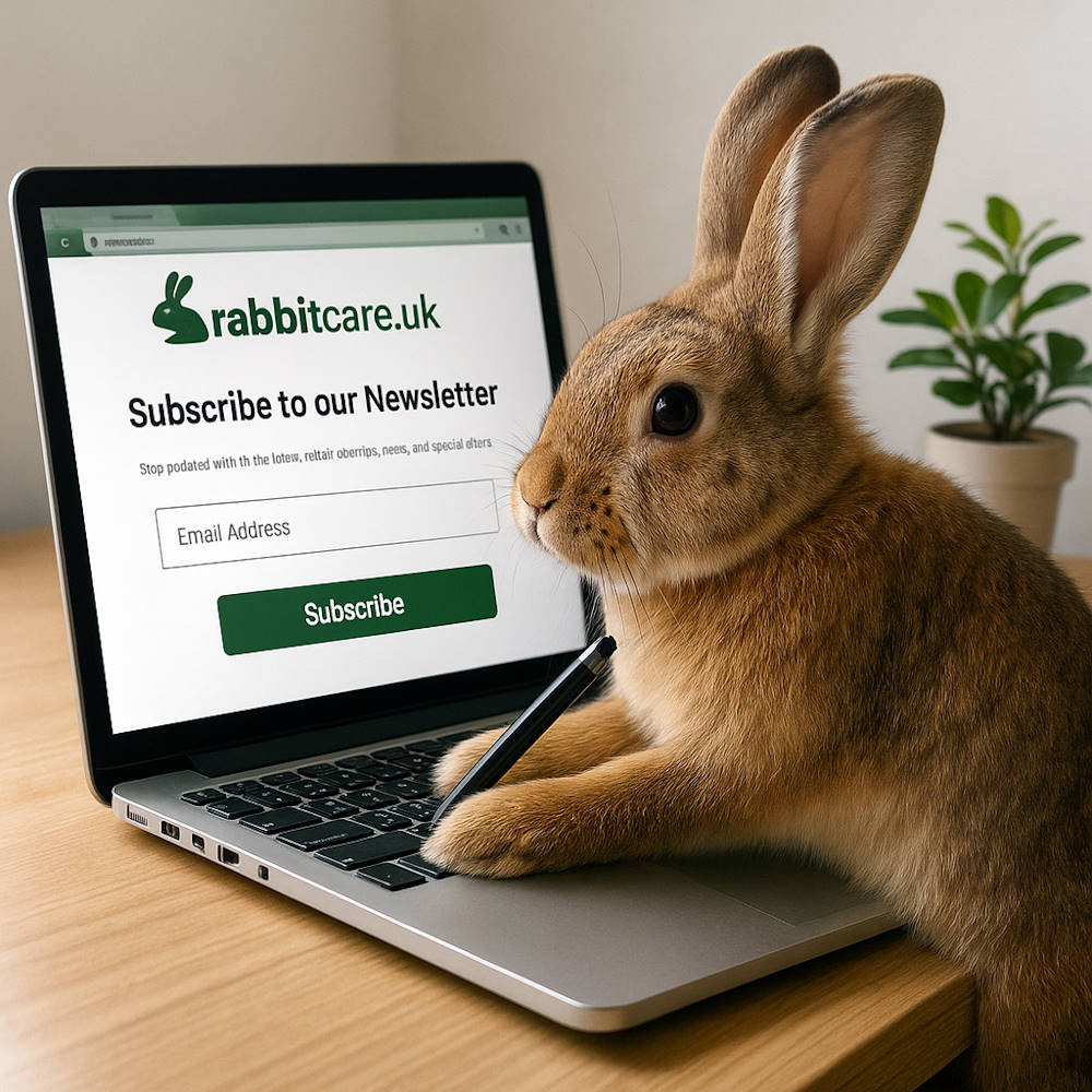 Image of rabbit subscribing to the Rabbit Care Newsletter